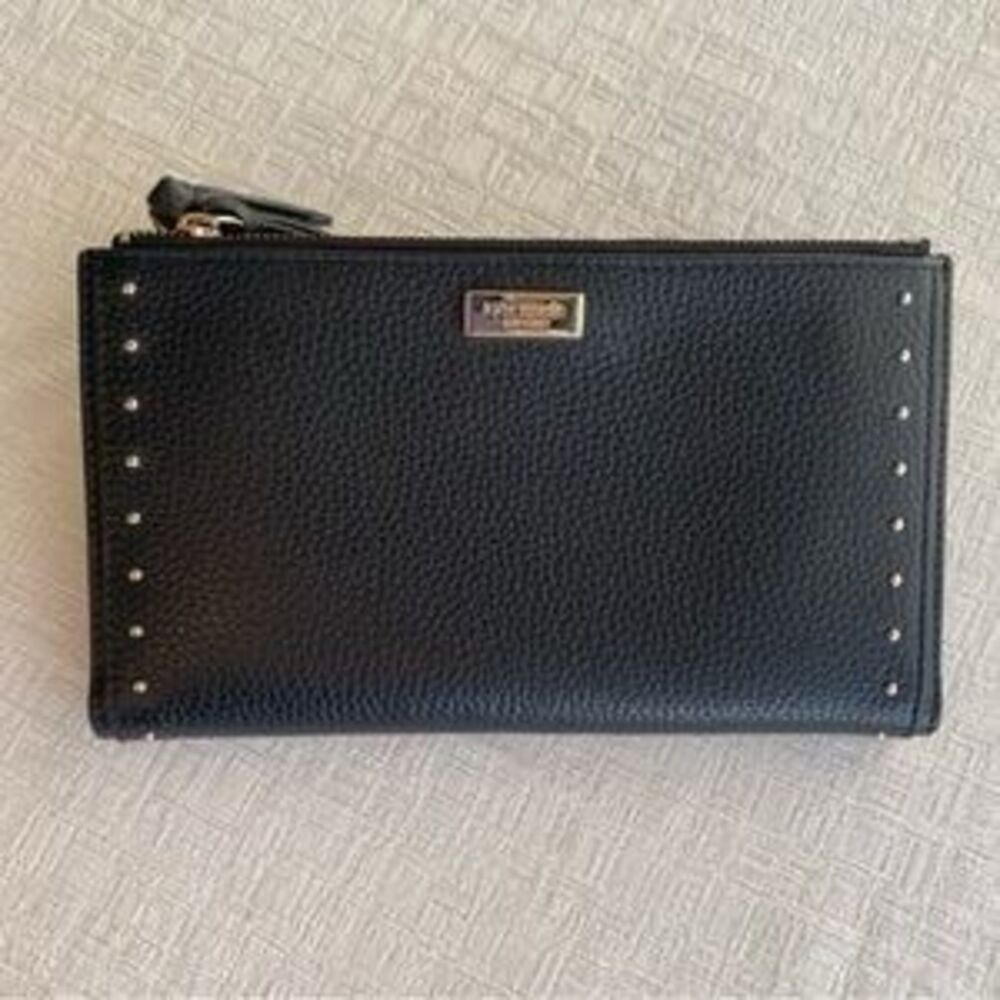 Kate Spade Malea West Street Black Leather Studded Wallet